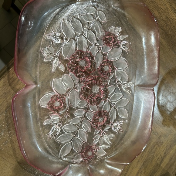 Vintage Mikasa Pink Rosella crystal serving tray, GUC, No chips, she's stunning. - Picture 2 of 7